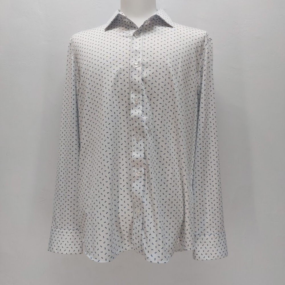 Flag & Anthem Madeflex Button Down Shirt Men's Large White Blue Stretch